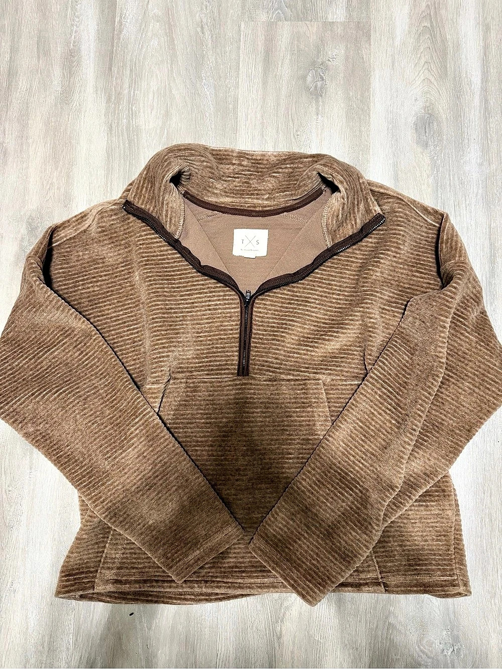 TXS Brown Corduroy Half-Zip Size Medium Like New